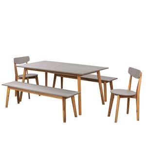 Table de jardin Lindholm I Acacia massif - Gris / Marron