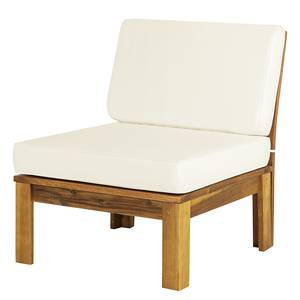 Loungefauteuil LEXI geweven stof/massief acaciahout - Wol wit