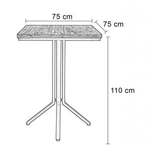 Table haute Glent II Partiellement en teck massif / Acier - Noir - Teck