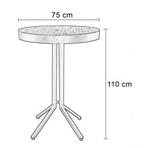 Table haute Glent I Partiellement en teck massif / Acier - Noir - Teck noir