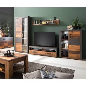 Ensemble meubles TV Indy (4 éléments) Avec éclairage - Imitation pin recyclé / Gris vintage