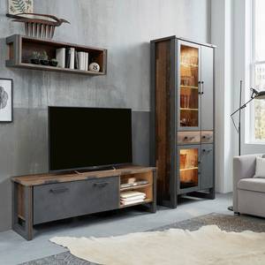 Meuble TV Prime Imitation pin recyclé / Anthracite - Largeur : 178 cm