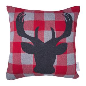 Kissenbezug T-Checked Deer Baumwollstoff - Rot / Grau