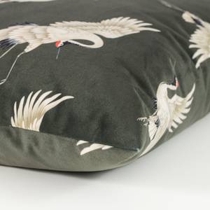 Kussensloop Kraanvogel textielmix - donkergroen/crèmekleurig - Donkergroen