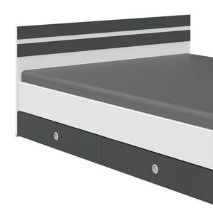 Kinderbett Joker (mit Bettschubkästen) Weiß, Absetzungen Graphit - 90 x 200cm