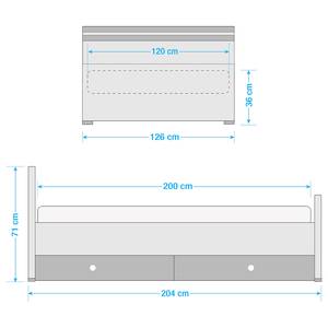 Kinderbed Joker (met bedlades) wit, grafietkleurige afwerking - 120 x 200cm