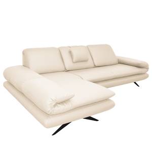 Ecksofa Whaltey I Pigmentiertes Leder - Creme - Longchair davorstehend links