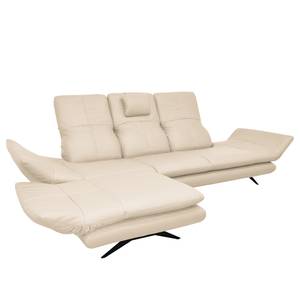 Ecksofa Whaltey I Pigmentiertes Leder - Creme - Longchair davorstehend links