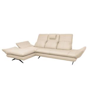 Ecksofa Whaltey I Pigmentiertes Leder - Creme - Longchair davorstehend links