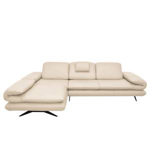 Ecksofa Whaltey I Pigmentiertes Leder - Creme - Longchair davorstehend links