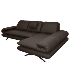 Ecksofa Whaltey I Pigmentiertes Leder - Mokka - Longchair davorstehend rechts