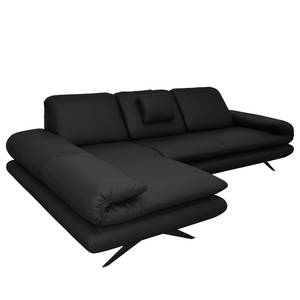 Ecksofa Whaltey I Pigmentiertes Leder - Schwarz - Longchair davorstehend links