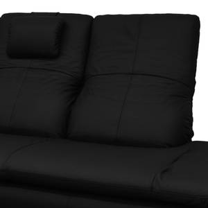 Ecksofa Whaltey I Pigmentiertes Leder - Schwarz - Longchair davorstehend links