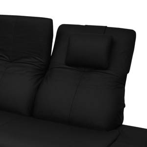 Ecksofa Whaltey I Pigmentiertes Leder - Schwarz - Longchair davorstehend links