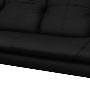 Ecksofa Whaltey I Pigmentiertes Leder - Schwarz - Longchair davorstehend links