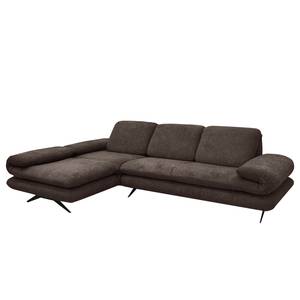 Ecksofa Whaltey II Webstoff - Espresso - Longchair davorstehend links