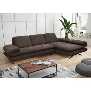 Ecksofa Whaltey II Webstoff - Espresso - Longchair davorstehend rechts