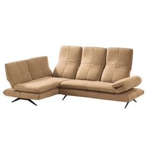 Hoekbank Whaltey III antieke leerlook - Beige - Longchair vooraanzicht links