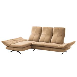 Hoekbank Whaltey III antieke leerlook - Beige - Longchair vooraanzicht links