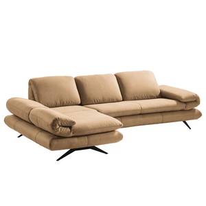 Hoekbank Whaltey III antieke leerlook - Beige - Longchair vooraanzicht links