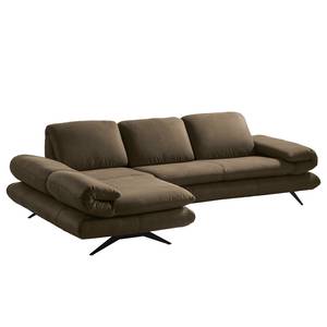 Ecksofa Whaltey III Antiklederlook - Dunkelbraun - Longchair davorstehend links