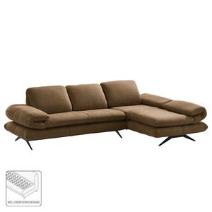 Ecksofa Whaltey III Antiklederlook - Latte Macchiato - Longchair davorstehend rechts