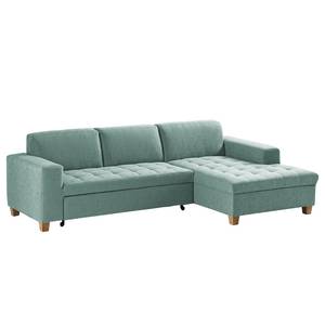 Ecksofa Roblin Webstoff - Webstoff Guro: Aqua - Longchair davorstehend rechts - Schlaffunktion