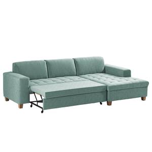 Ecksofa Roblin Webstoff - Webstoff Guro: Aqua - Longchair davorstehend rechts - Schlaffunktion