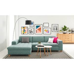 Ecksofa Roblin Webstoff Guro: Aqua - Longchair davorstehend links - Schlaffunktion