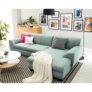 Ecksofa Lefroy I Webstoff - Mint - Longchair davorstehend rechts - Keine Funktion