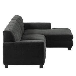 Ecksofa Lefroy mit Longchair Microfaser Meli: Schwarz - Longchair davorstehend rechts - Ohne Schlaffunktion