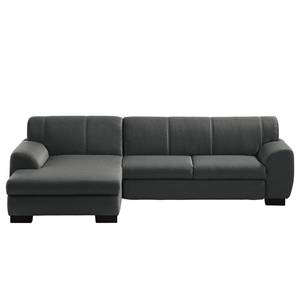 Ecksofa Lefroy I Webstoff - Anthrazit - Longchair davorstehend links - Keine Funktion