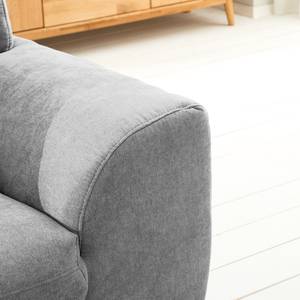 Hoekbank Lefroy met chaise longue geweven stof - Geweven stof Meli: Zilverkleurig - Longchair vooraanzicht links - Zonder slaapfunctie