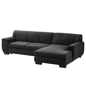 Ecksofa Lefroy mit Longchair Microfaser Meli: Schwarz - Longchair davorstehend rechts - Mit Schlaffunktion