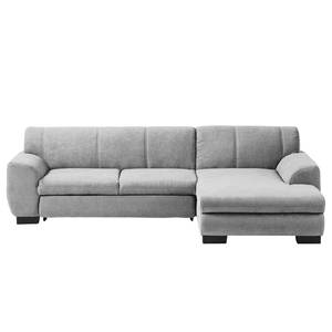 Ecksofa Lefroy mit Longchair Webstoff Meli: Silber - Longchair davorstehend rechts - Mit Schlaffunktion