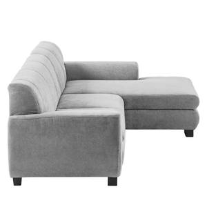 Ecksofa Lefroy mit Longchair Webstoff Meli: Silber - Longchair davorstehend rechts - Mit Schlaffunktion