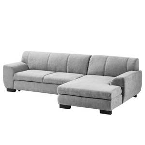 Ecksofa Lefroy mit Longchair Webstoff Meli: Silber - Longchair davorstehend rechts - Mit Schlaffunktion