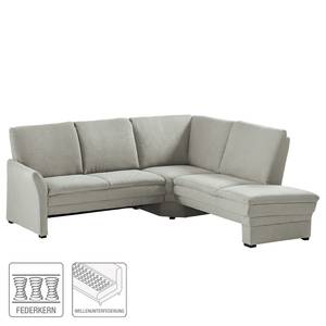 Ecksofa Capoma II Antiklederlook - Lichtgrau - Ottomane davorstehend rechts