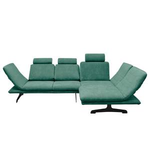 Ecksofa Beastey I Microfaser - Petrol - Longchair davorstehend rechts