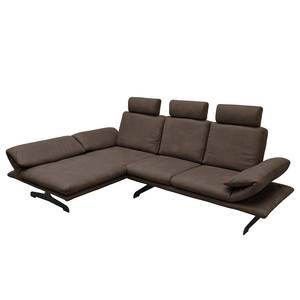 Ecksofa Beastey II Echtleder - Dunkelbraun - Longchair davorstehend links