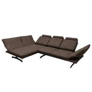 Ecksofa Beastey II Echtleder - Dunkelbraun - Longchair davorstehend links