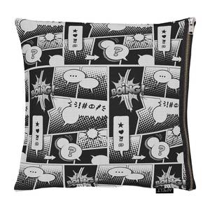 Housse de coussin Comic Tissu - Gris clair - 46 x 46 cm