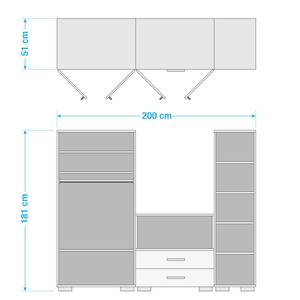 Kastcombinatie Shuffle VI Basic modern - 200 cm - Hoogglans wit