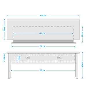 Salontafel Rivery massief grenenhout - Wit