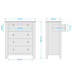 Commode Belleria II Pin massif - Blanc