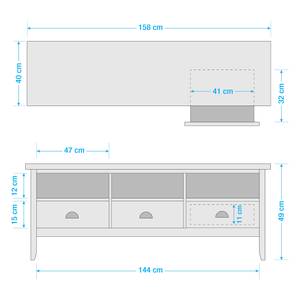 Tv-meubel Rivery massief grenenhout - Wit