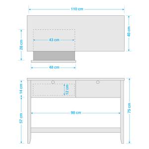 Konsole/Schminktisch Belleria Kiefer massiv / Wiener Geflecht - Weiß