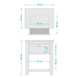 Table de chevet Belleria Pin massif - Blanc