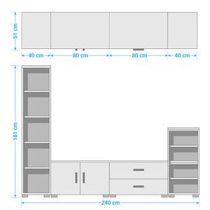 Ensemble meubles TV Shuffle Basic Moderne - 240 cm - Blanc alpin