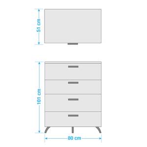 Commode haute Shuffle II Industry industriel - 80 cm - Blanc alpin